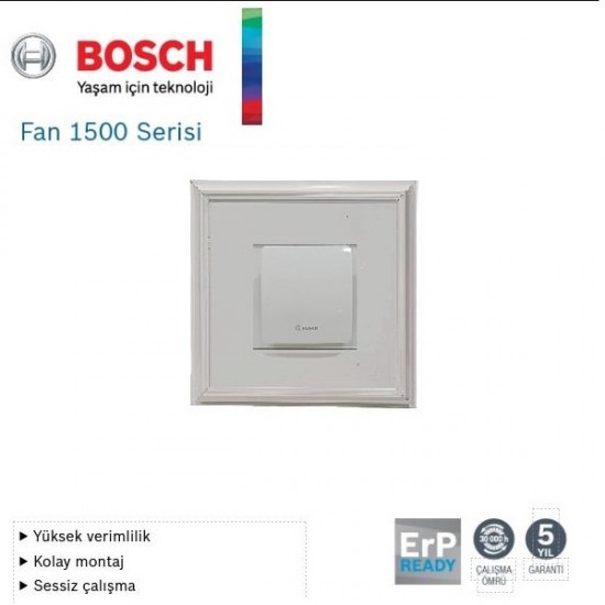 Bosch F1500 W 125 Lük Aspiratörlü Menfez (175 m³/H) - Düz Panelli - Yüzeysel Montaj - Beyaz