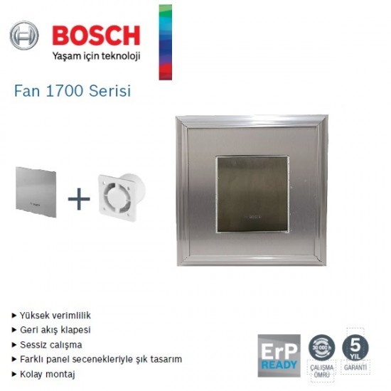 Bosch F1700 WS 100 Lük Aspiratörlü Fanlı Menfez (95m³/H) - Düz Panelli - Yüzeysel Montaj - İnox