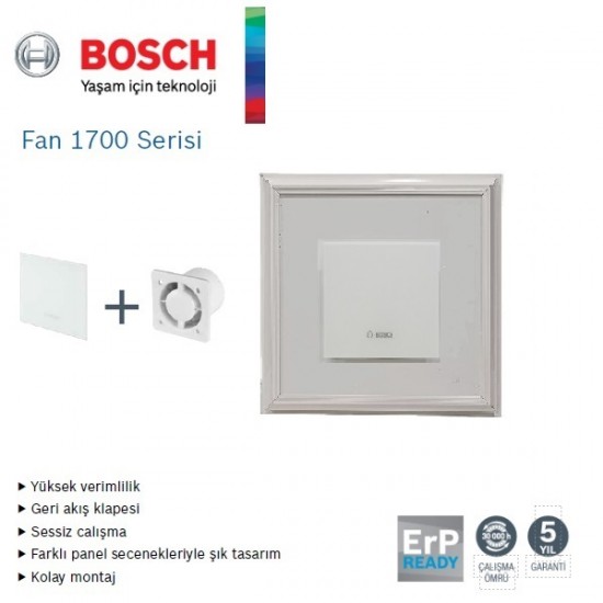 Bosch F1700 WS 125 Lik Aspiratörlü Fanlı Menfez (145m³/H) - Düz Panel - Yüzeysel Montaj - Mat Beyaz